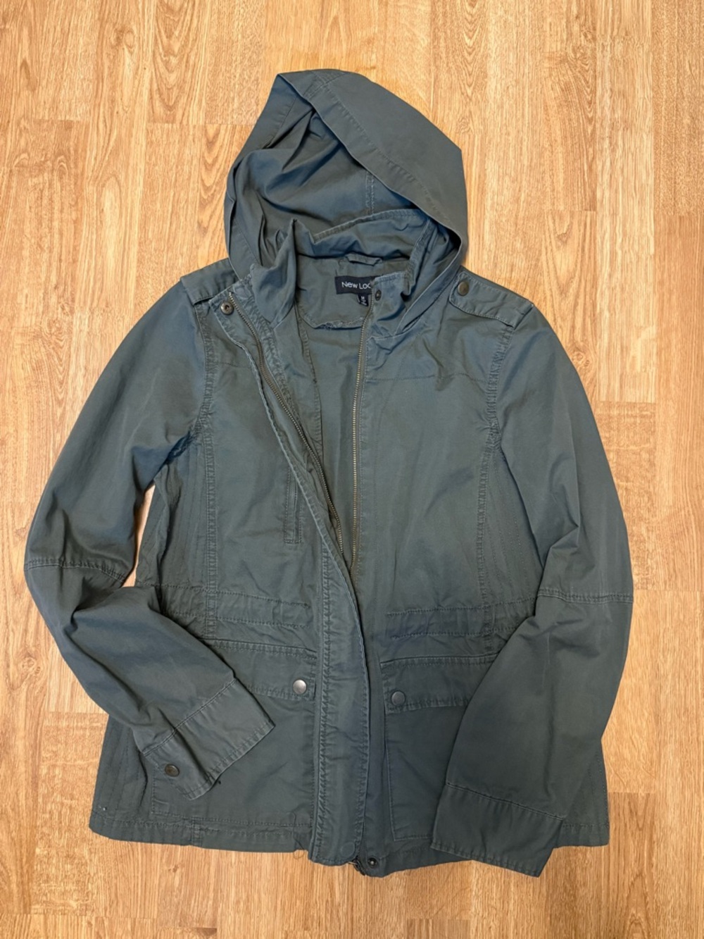 New Look Hooded Utility Jacket in Olive Green